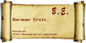 Berauer Ervin névjegykártya